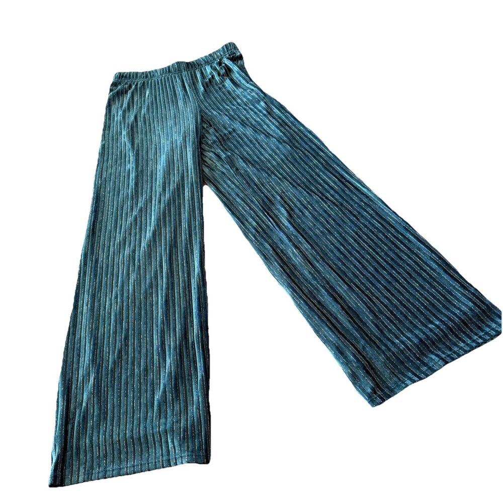 House Of‎ Harlow Pants Metallic Shimmer Dark Ocean Teal Lined Holiday NWT Small